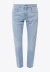 Fendi Cotton Jeans With Lateral Ff Print In Blue