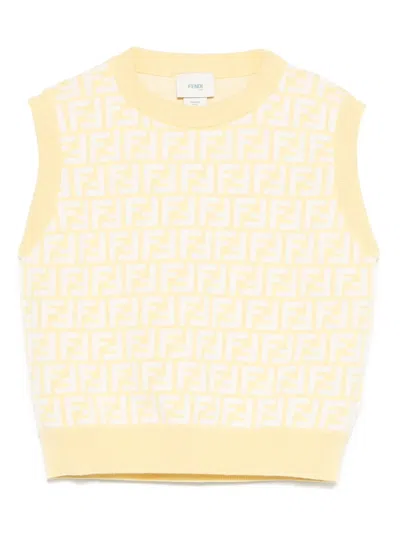 Fendi Ff-logo Top In Yellow