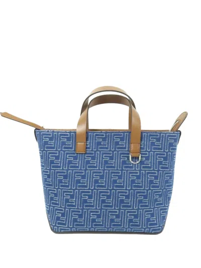 Pre-owned Fendi Ff Logo Tote Bag In Blue