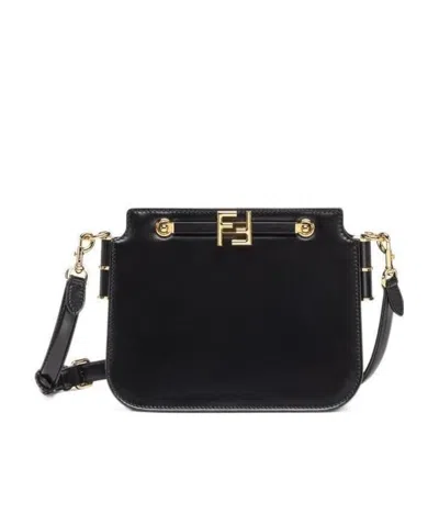 Fendi Ff Logo Touch Bag In Black