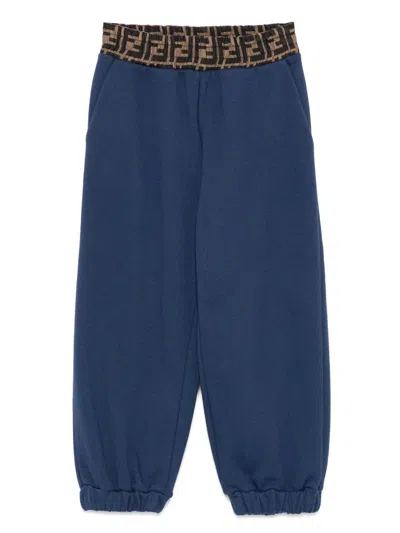 Fendi Kids' Ff-logo Tracksuit Bottoms In Blue