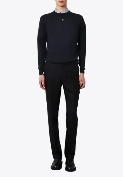 FENDI FF LOGO WOOL CREWNECK SWEATER