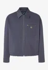 Fendi Men Cotton Jacket With Ff Detail In Blue