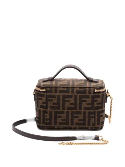 Fendi Women Vanity Ff Jacquard Fabric Shoulder Bag In Brown