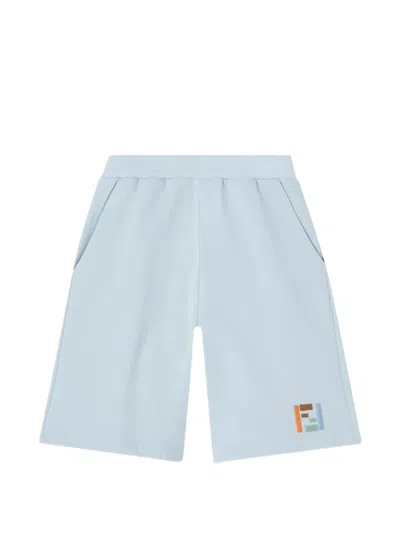 Fendi Kids' Ff Logo-embroidered Shorts In Blue