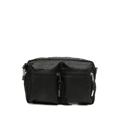 Fendi Ff Logo-jacquard Shoulder Bag In Black