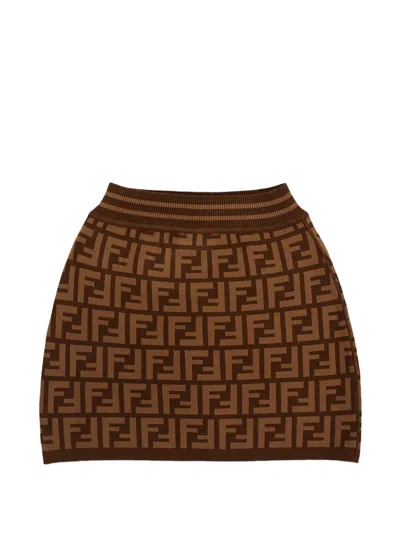 Fendi Kids' Ff Logo-pattern Skirt In Brown