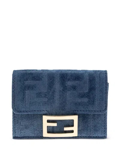 Fendi Ff Logo-plaque Wallet In Blue