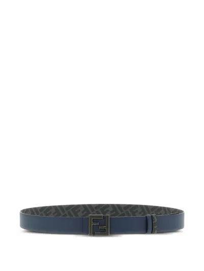 Fendi Ff Logo-print Reversible Belt In Blue