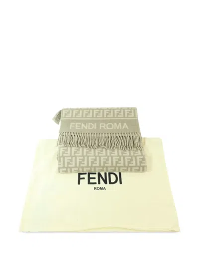 Pre-owned Fendi Ff Logo-print Scarf In Neutral