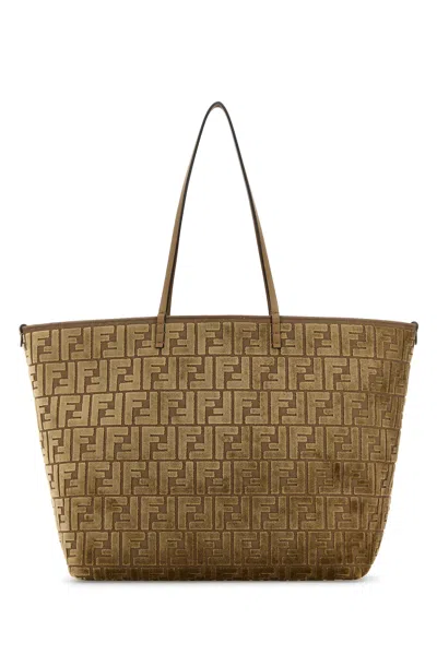 Fendi Ff Logos Tote Bag In Cappuccino+sand+p