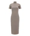 Fendi Dove Grey Ff Viscose Dress In Beige