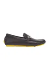 Fendi Ff Squared Leather Loafers In Black