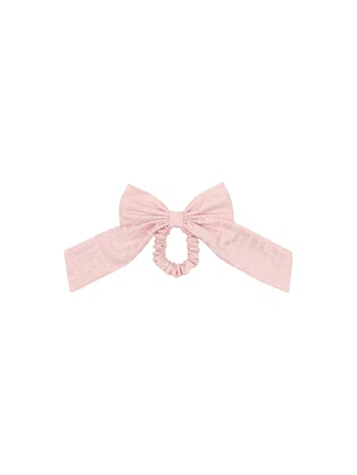 Fendi Kids' "ff" Lurex Bow Scrunchie In Burgundy