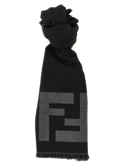 Fendi Ff Macro Scarf In Black