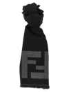 Fendi Ff Logo Scarf Rectangular Shape Fringed Edges In Orange
