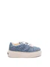 Fendi Low-top Sneakers With Contrast Stitching And Platform Sole In Blue