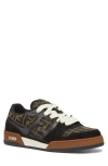 Fendi Match Low-top Ff Jacquard Fabric And Suede Sneakers In Brown