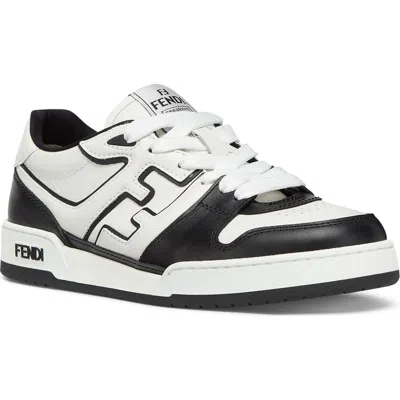 Fendi Leather Sneakers With Ff Lateral Logo In Black