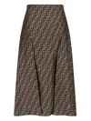 Fendi High Waisted Skirt In Twill Print Ff Clothing In Brown
