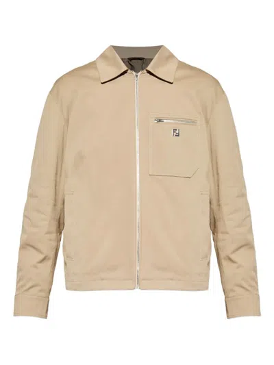 Fendi `ff Metal` Blouson In Neutral