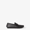 Fendi Metal Detail Round Toe Driving Loafers In Black