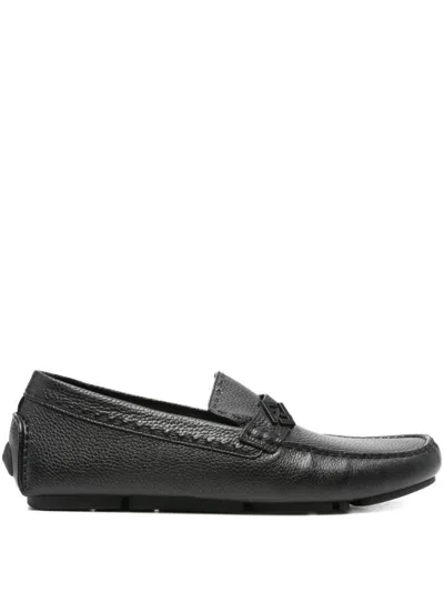 Fendi Ff Metal Driving Loafers Shoes In Black