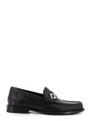 Fendi Men Ff Metal Leather Loafers In Black