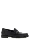 Fendi Men Ff Metal Leather Loafers In Black
