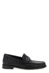 Fendi Men Ff Metal Leather Loafers In Black