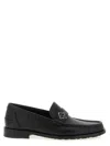 Fendi Men Ff Metal Leather Loafers In Black