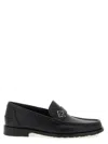 Fendi Round Toe Textured Leather Loafers In Black