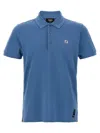 Fendi Piquet Polo Shirt With Collar And Short Sleeves In Blue