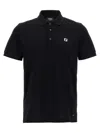 Fendi Ff Metallic Logo Polo Shirt In Black