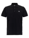 Fendi Ff Metallic Logo Polo Shirt In Black