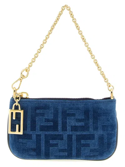 Fendi Ff Mini Denim Pouch Bag Accessories Blue