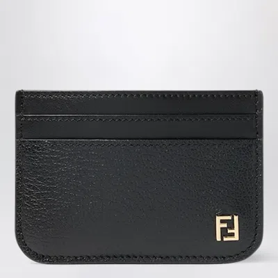 Fendi Ff Mini Leather Card Case In Black