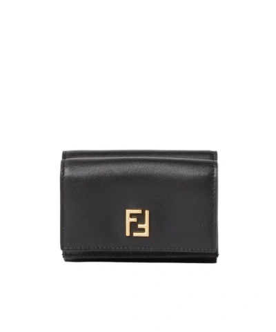Fendi Ff Mini Trifold In Black