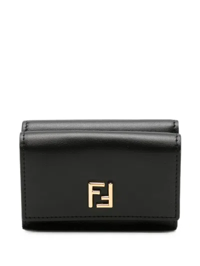 Fendi Ff Mini Trifold Wallet In Black