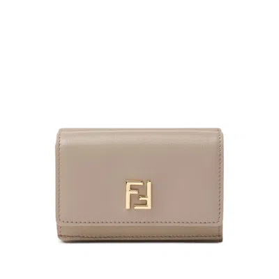 Fendi Ff Mini Tri-fold Wallet In Neutrals