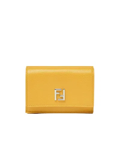Fendi Ff Mini Trifold In Yellow