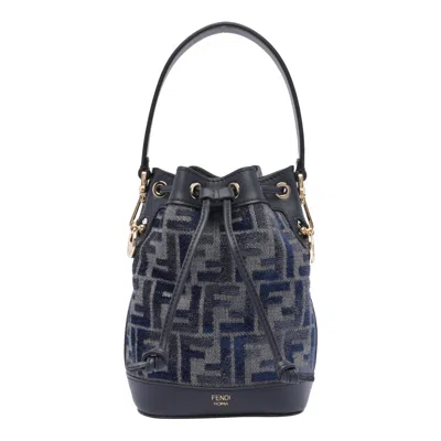 Fendi Mon Tresor Ff Motif Bucket Bag In Bl+grigio+bl Nott+os