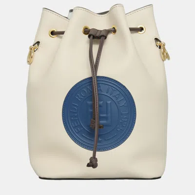 Pre-owned Fendi Ff Mon Tresor Bucket Bag In White