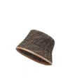 Fendi Ff Monogram Bucket Hat In Brown