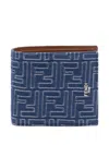 Fendi Ff-monogram Canvas Bifold Wallet In Blue