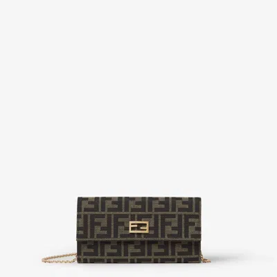 Fendi Ff Monogram Canvas Clutch In Brown