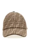 Fendi Beige Ff Canvas Baseball Cap In Brown