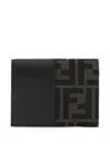 Fendi Brown Polyester Wallet In Black