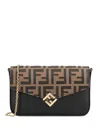 Fendi Ff-embossed Flap Wallet-on-chain In Black