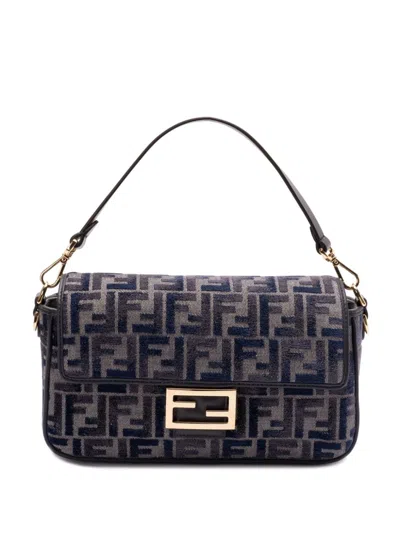 Fendi Ff-monogram Chenille Bag In Blue